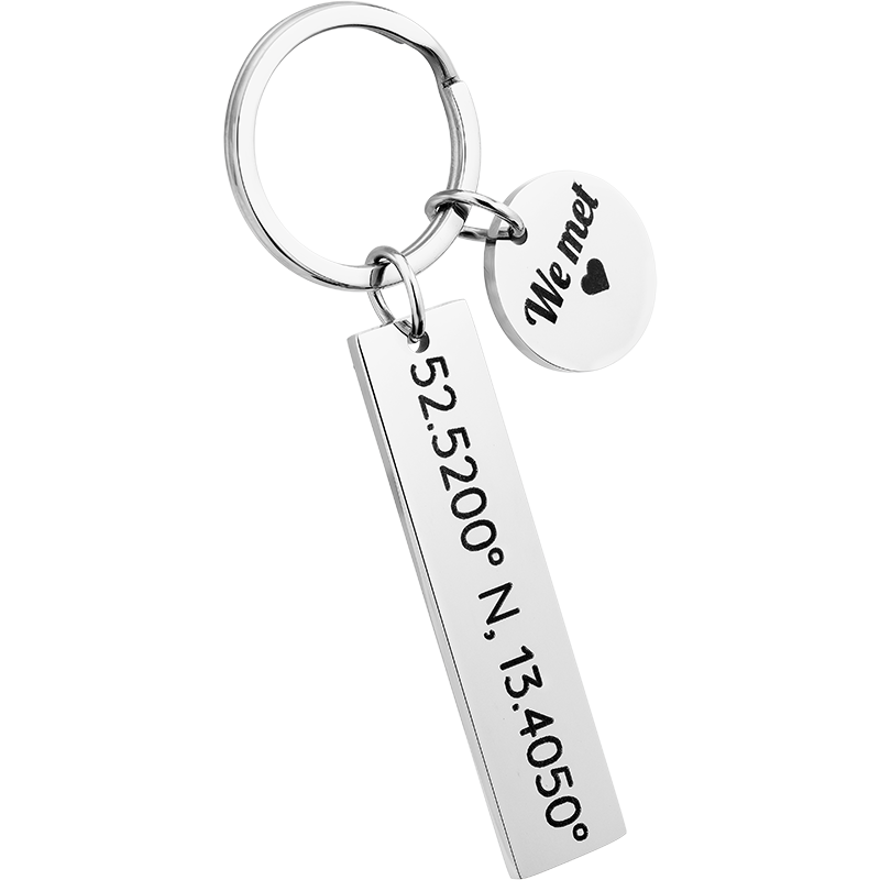 Personalizovaná Klíčenka s Vyrytými Souřadnicemi