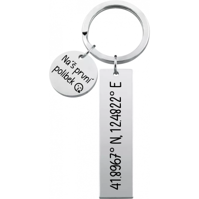 Personalizovaná Klíčenka s Vyrytými Souřadnicemi